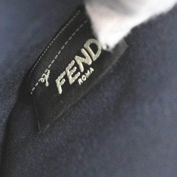 FENDI Logo Bugs Monster Clutch Hand Bag Leather Navy Blue SHW Italy 67KA952 - Picture 9 of 15